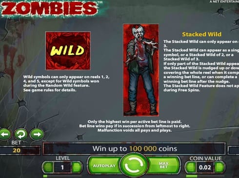 Символы Wild в игре Zombies онлайн