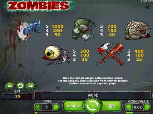 Выплаты за символы в игре Zombies